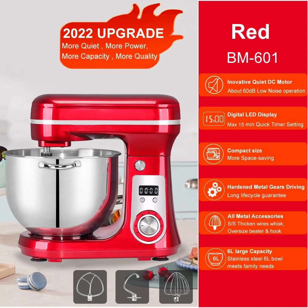 BioloMix 6L Stainless Steel Stand Mixer