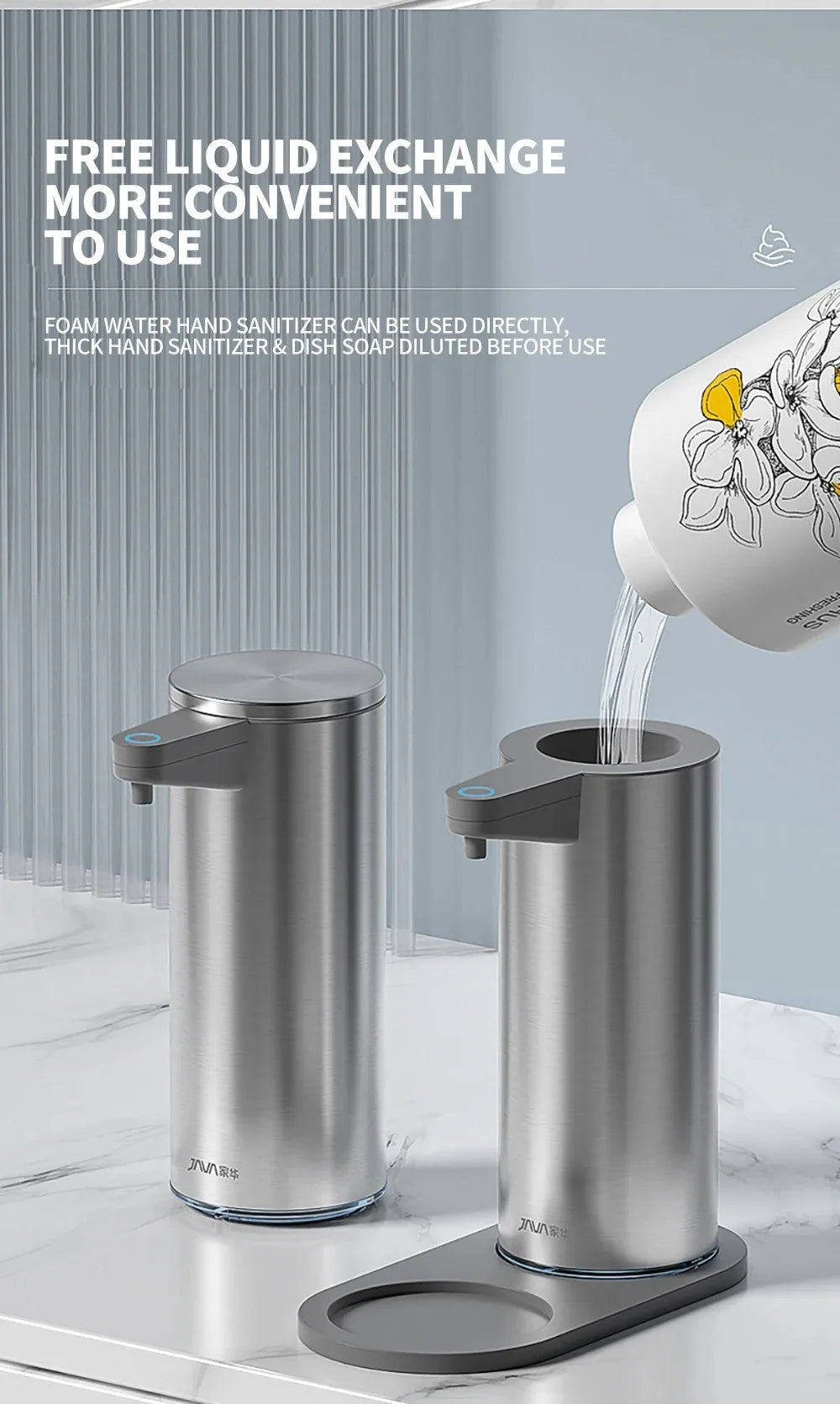 tainless Steel Soap Dispenser, Contactless Wall-Mounted