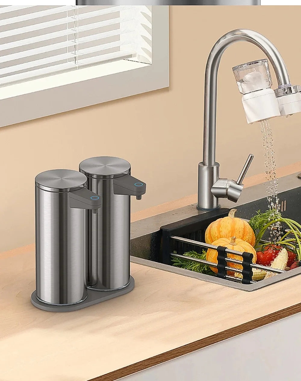 tainless Steel Soap Dispenser, Contactless Wall-Mounted