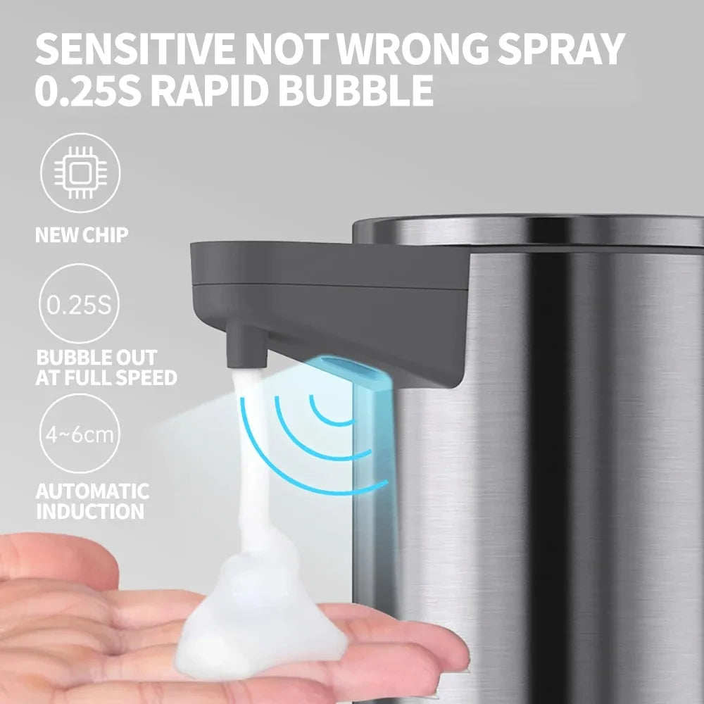 tainless Steel Soap Dispenser, Contactless Wall-Mounted