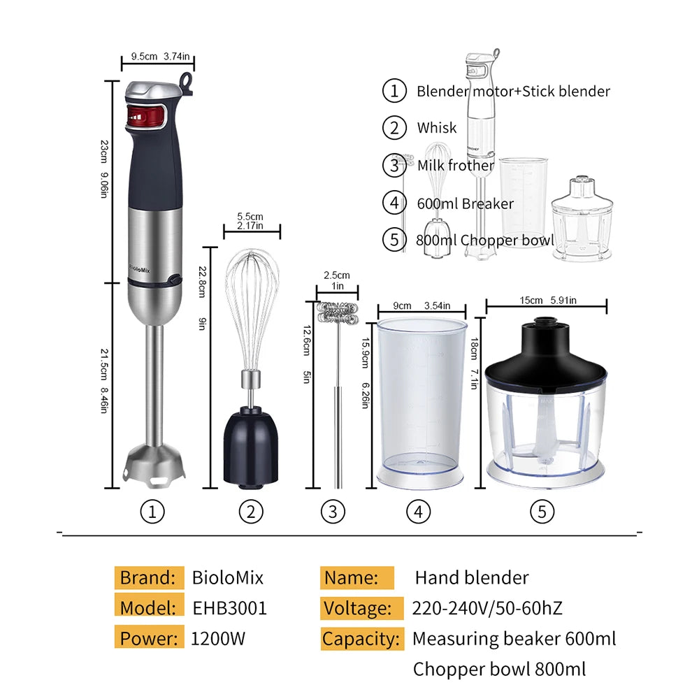 BioloMix 5-in-1 Hand Blender Set