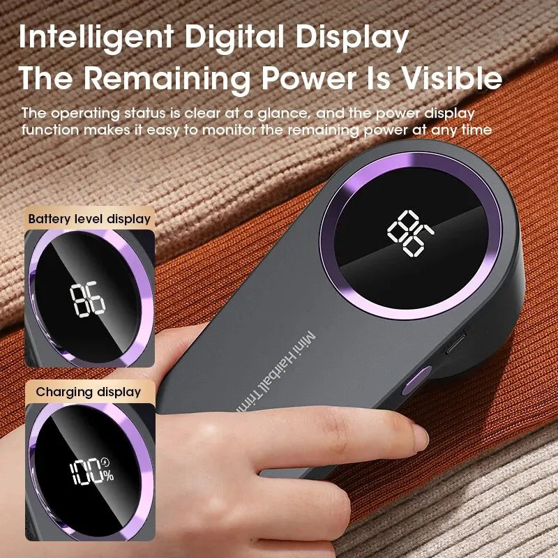 LED Digital Lint Remover USB Rechargeable Fabric Shaver