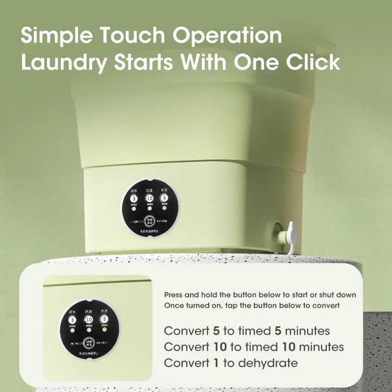 Mini Folding Washing Machine with Dryer for Travel & Dorm