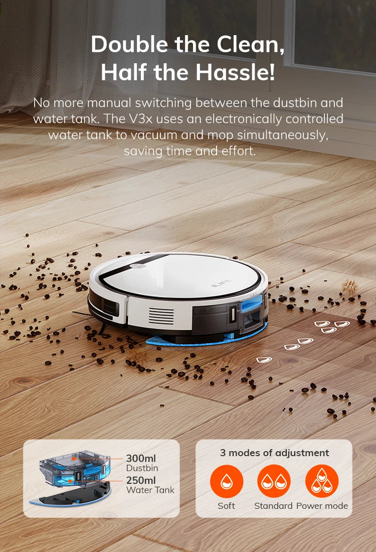 Robot Vacuum & Mop Combo, 3000Pa, Alexa/Google Compatible