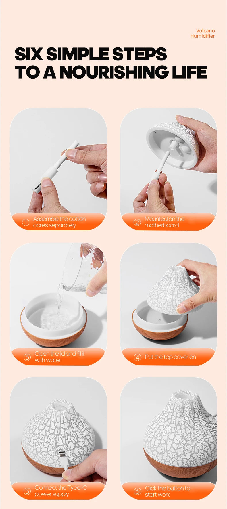 Volcano USB Air Humidifier with LED