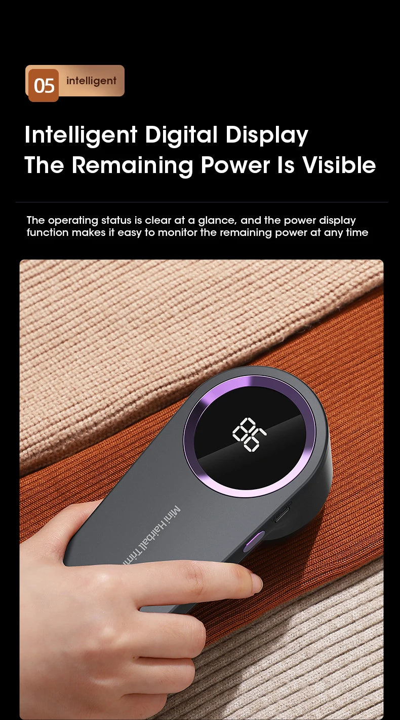 LED Digital Lint Remover USB Rechargeable Fabric Shaver