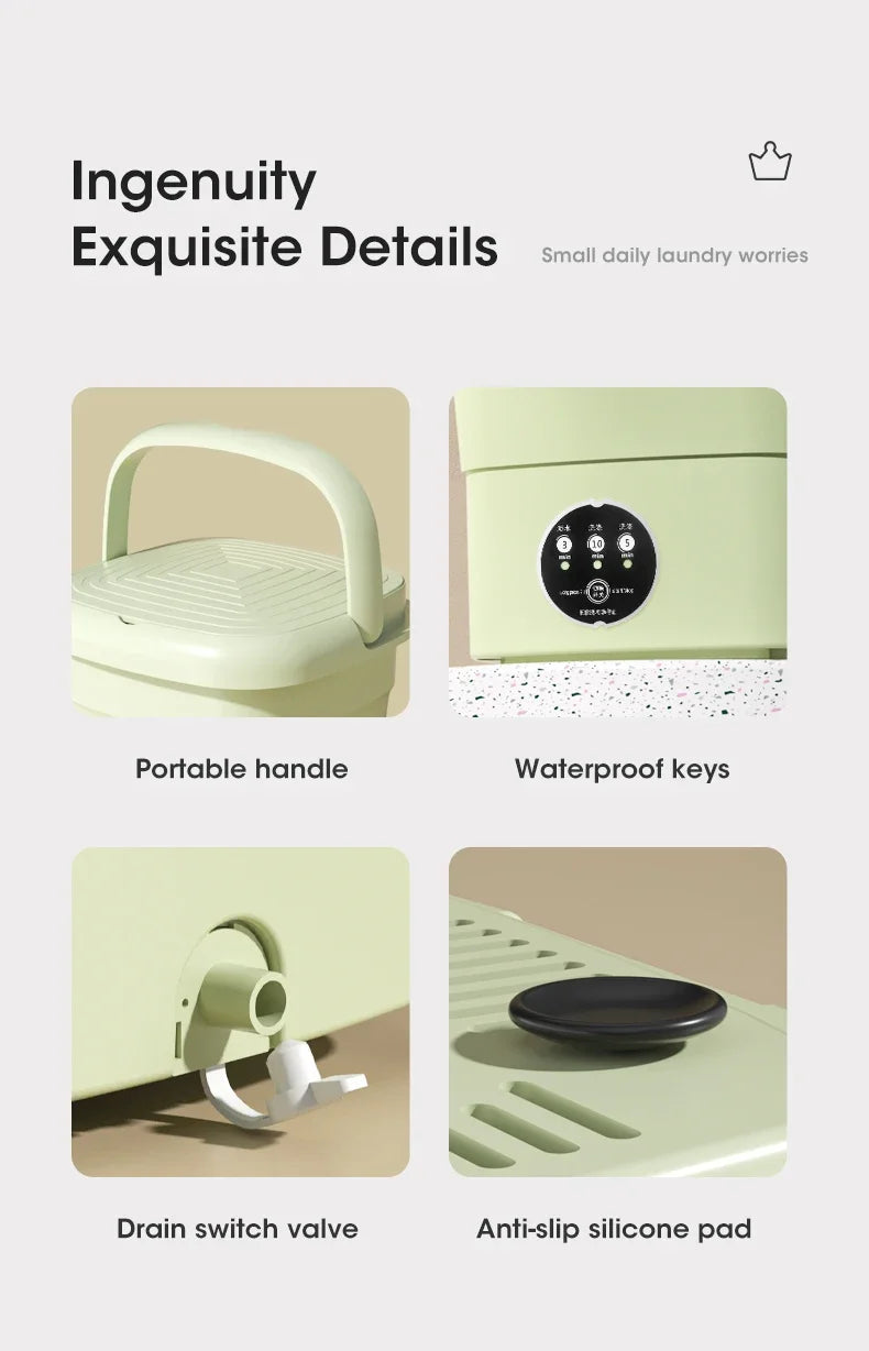 Mini Folding Washing Machine with Dryer for Travel & Dorm